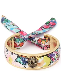 Kurt Geiger London Signature Eagle Floral Fabric Cuff Bracelet