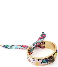 Kurt Geiger London Signature Eagle Floral Fabric Cuff Bracelet