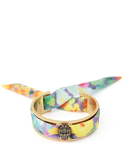 Kurt Geiger London Signature Eagle Floral Fabric Tie Resort Cuff Bracelet