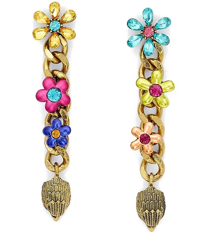 Kurt Geiger London Signature Eagle Floral Link Linear Earrings