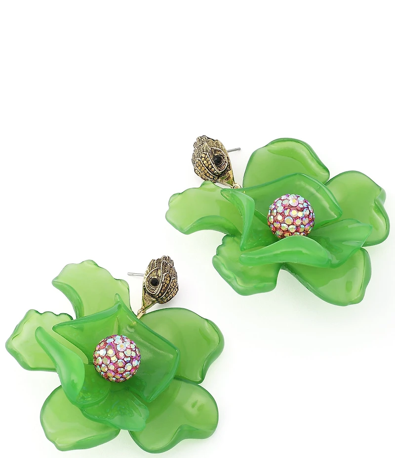 Kurt Geiger London Signature Eagle Floral Statement Drop Earrings
