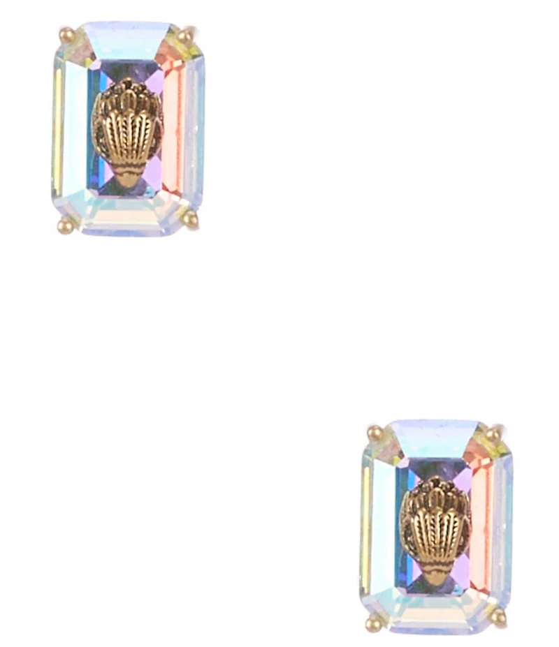 Kurt Geiger London Signature Eagle Oval Crystal Gem Stud Earrings