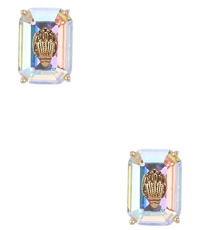 Kurt Geiger London Signature Eagle Oval Crystal Gem Stud Earrings