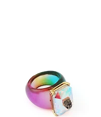 Kurt Geiger London Signature Eagle Gemstone Rainbow Cocktail Ring