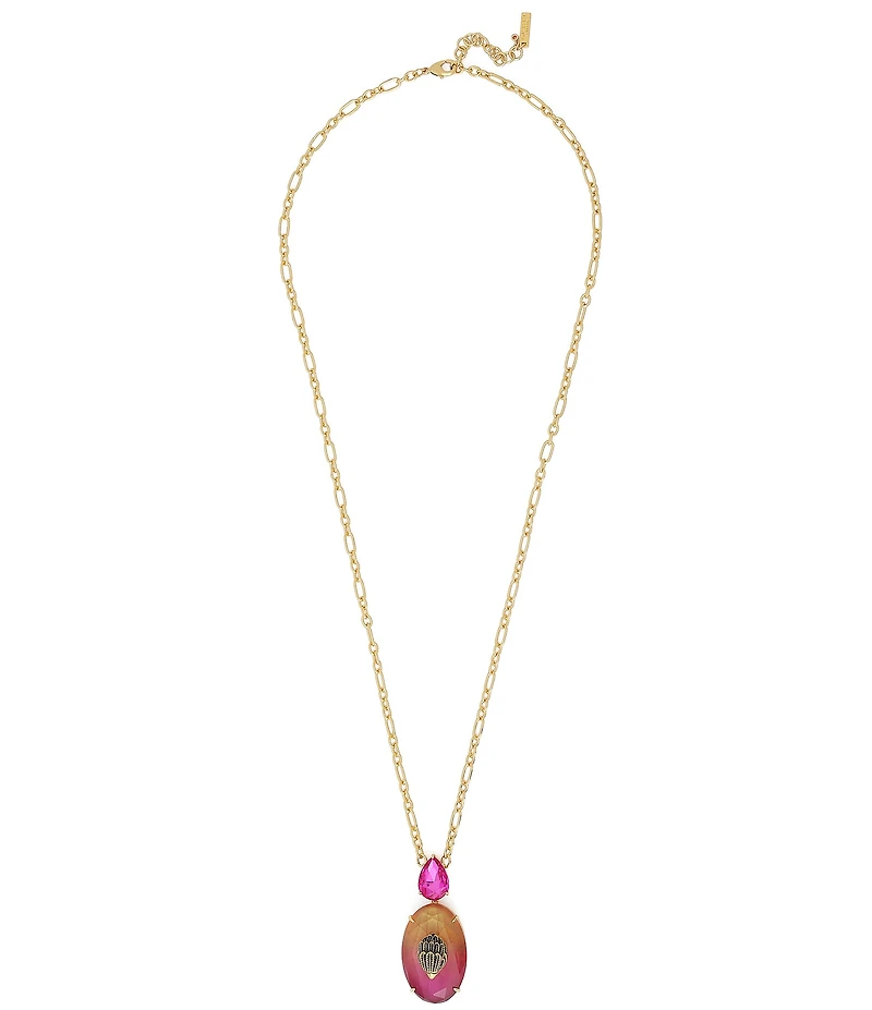 Kurt Geiger London Signature Eagle Gemstone Long Pendant Necklace