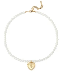 Kurt Geiger London Signature Eagle Heart Pearl Short Pendant Necklace