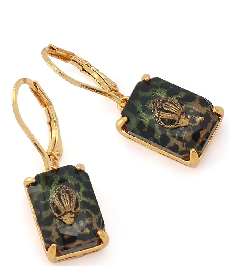 Kurt Geiger London Signature Eagle Leopard Stone Drop Earrings