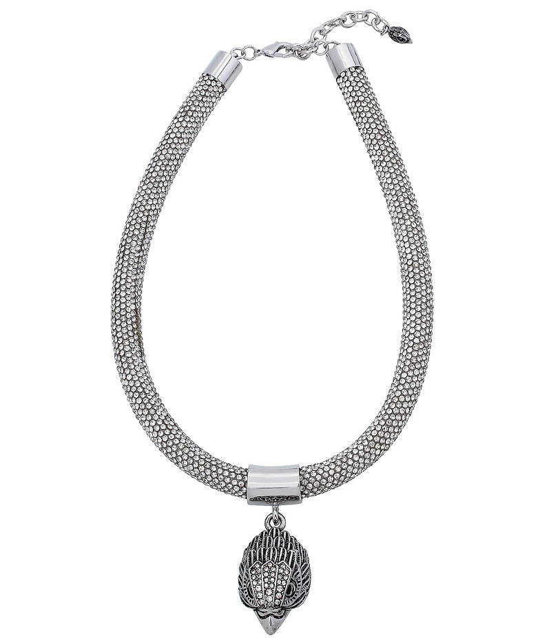 Kurt Geiger London Signature Eagle Mesh Statement Rope Collar Necklace