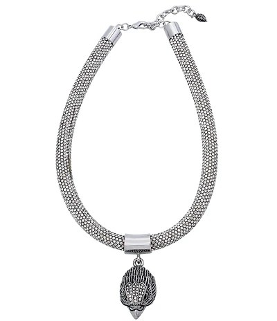 Kurt Geiger London Signature Eagle Mesh Statement Rope Collar Necklace