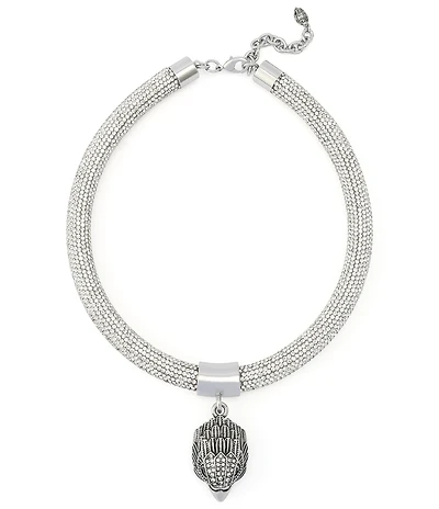 Kurt Geiger London Signature Eagle Mesh Chunky Rope Statement Collar Necklace