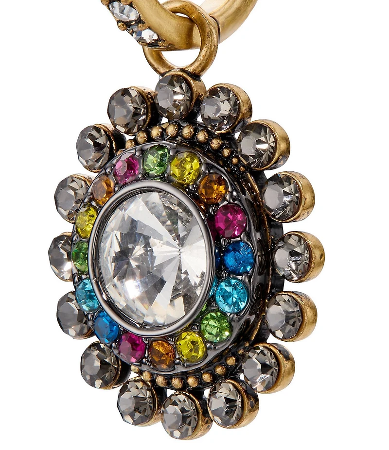 Kurt Geiger London Signature Eagle Octavia Gemstone Charm Drop Huggie Hoop Drop Earrings