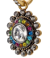 Kurt Geiger London Signature Eagle Octavia Gemstone Charm Drop Huggie Hoop Drop Earrings