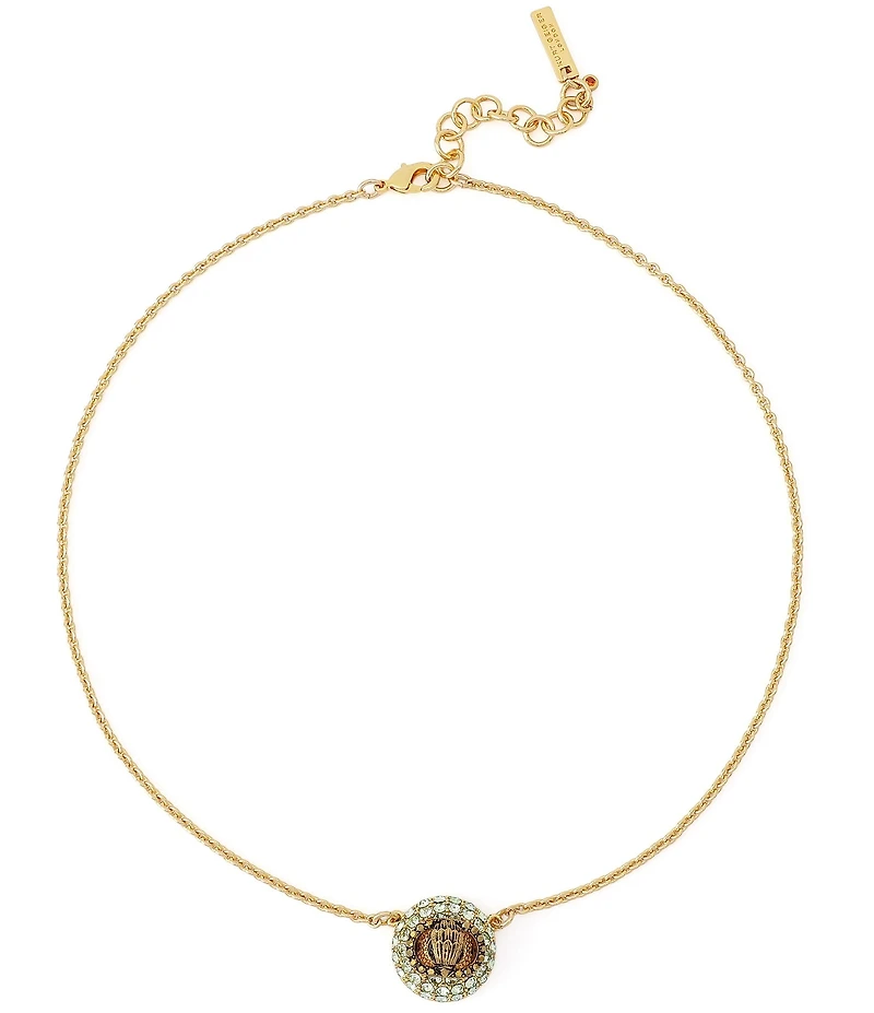 Kurt Geiger London Signature Eagle Rhinestone Pave Dome Short Pendant Necklace