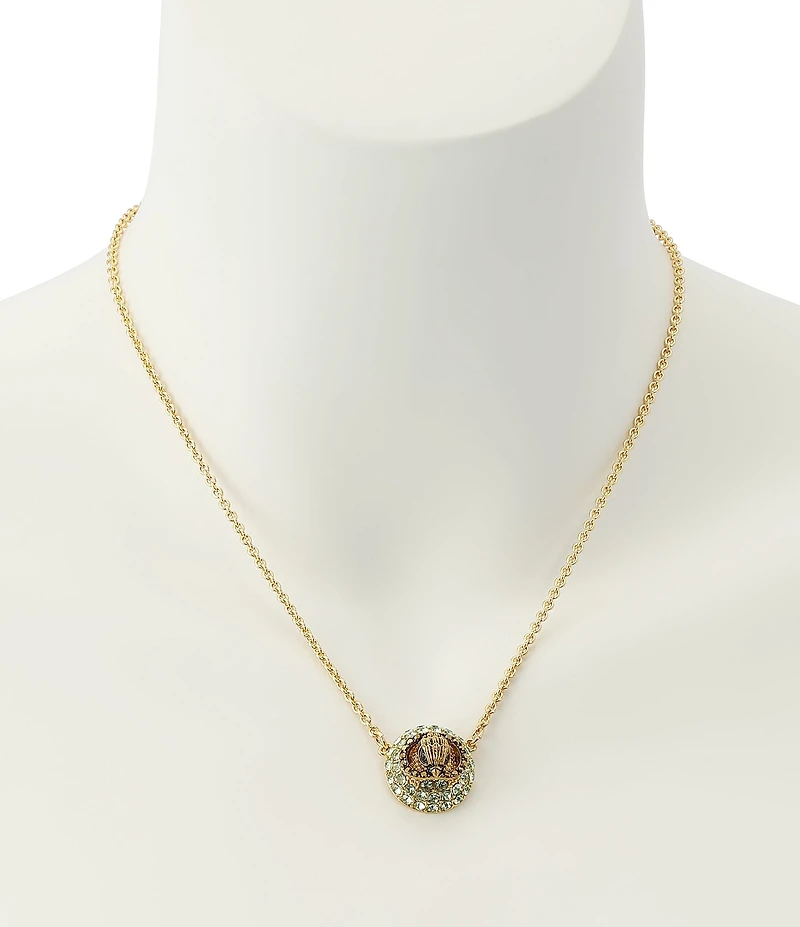 Kurt Geiger London Signature Eagle Rhinestone Pave Dome Short Pendant Necklace