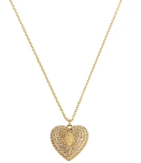 Kurt Geiger London Signature Eagle Pave Heart Short Pendant Necklace