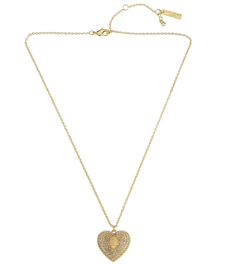 Kurt Geiger London Signature Eagle Pave Heart Short Pendant Necklace