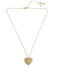 Kurt Geiger London Signature Eagle Pave Heart Short Pendant Necklace