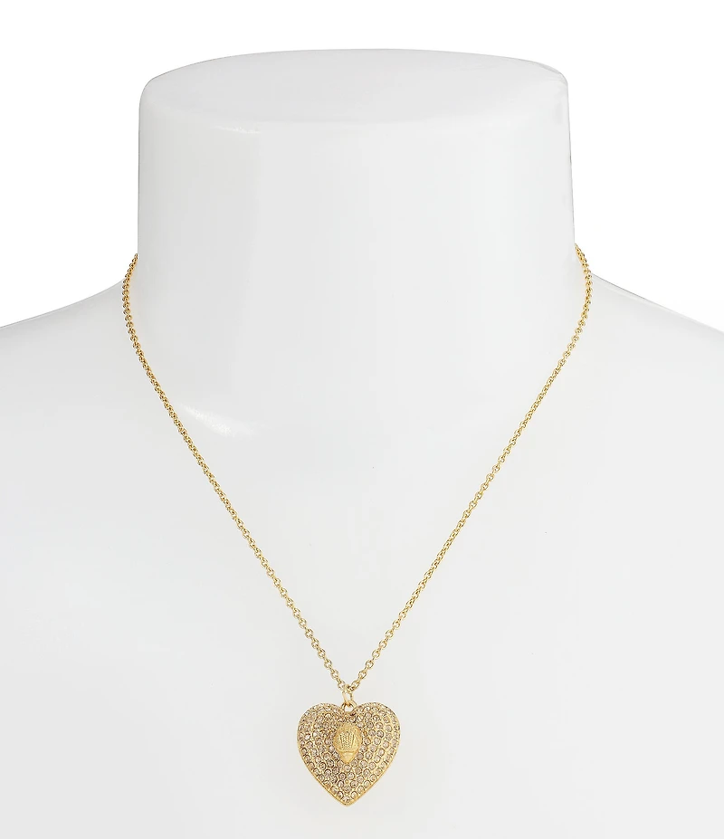 Kurt Geiger London Signature Eagle Pave Heart Short Pendant Necklace