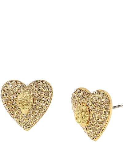 Kurt Geiger London Signature Eagle Pave Heart Stud Earrings