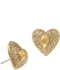 Kurt Geiger London Signature Eagle Pave Heart Stud Earrings