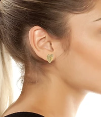 Kurt Geiger London Signature Eagle Pave Heart Stud Earrings