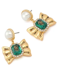 Kurt Geiger London Signature Eagle Pearl Bow Drop Earrings