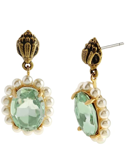 Kurt Geiger London Signature Eagle Pearl Candy Gemstone Drop Earrings