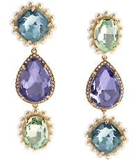 Kurt Geiger London Signature Eagle Pearl Candy Gemstone Statement Linear Earrings