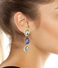 Kurt Geiger London Signature Eagle Pearl Candy Gemstone Statement Linear Earrings