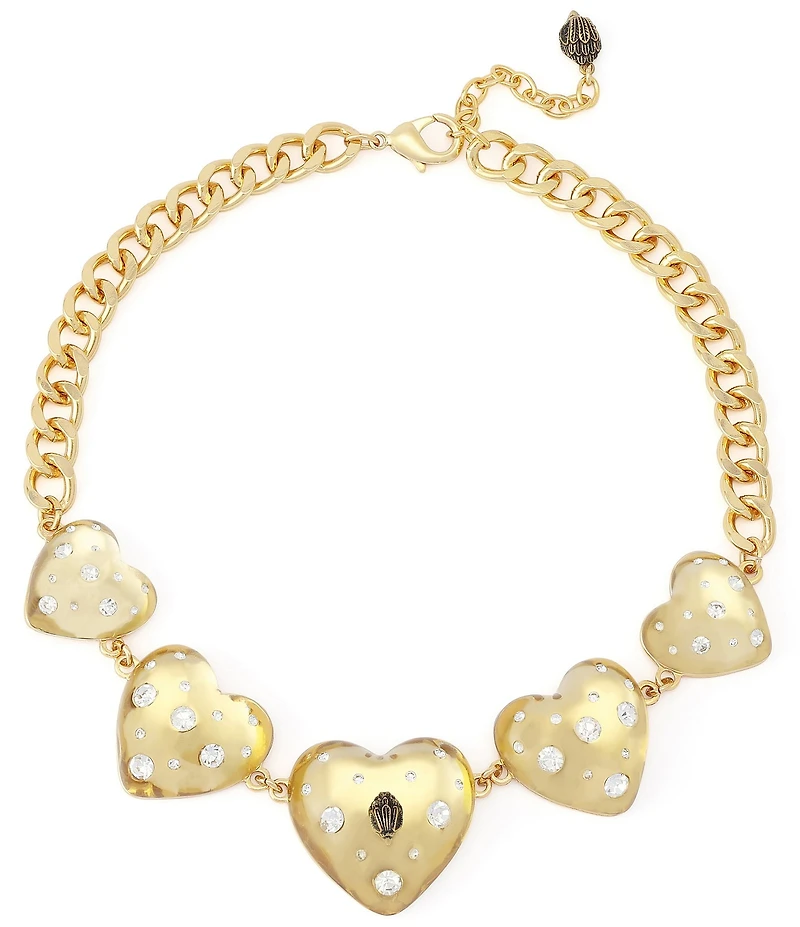 Kurt Geiger London Signature Eagle Resin Heart Bib Statement Necklace