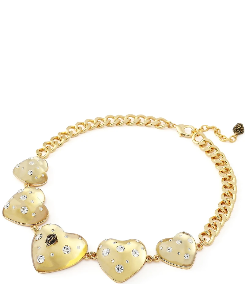 Kurt Geiger London Signature Eagle Resin Heart Bib Statement Necklace