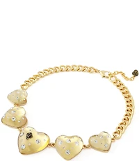 Kurt Geiger London Signature Eagle Resin Heart Bib Statement Necklace