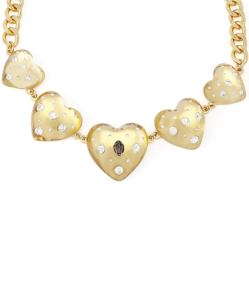 Kurt Geiger London Signature Eagle Resin Heart Bib Statement Necklace