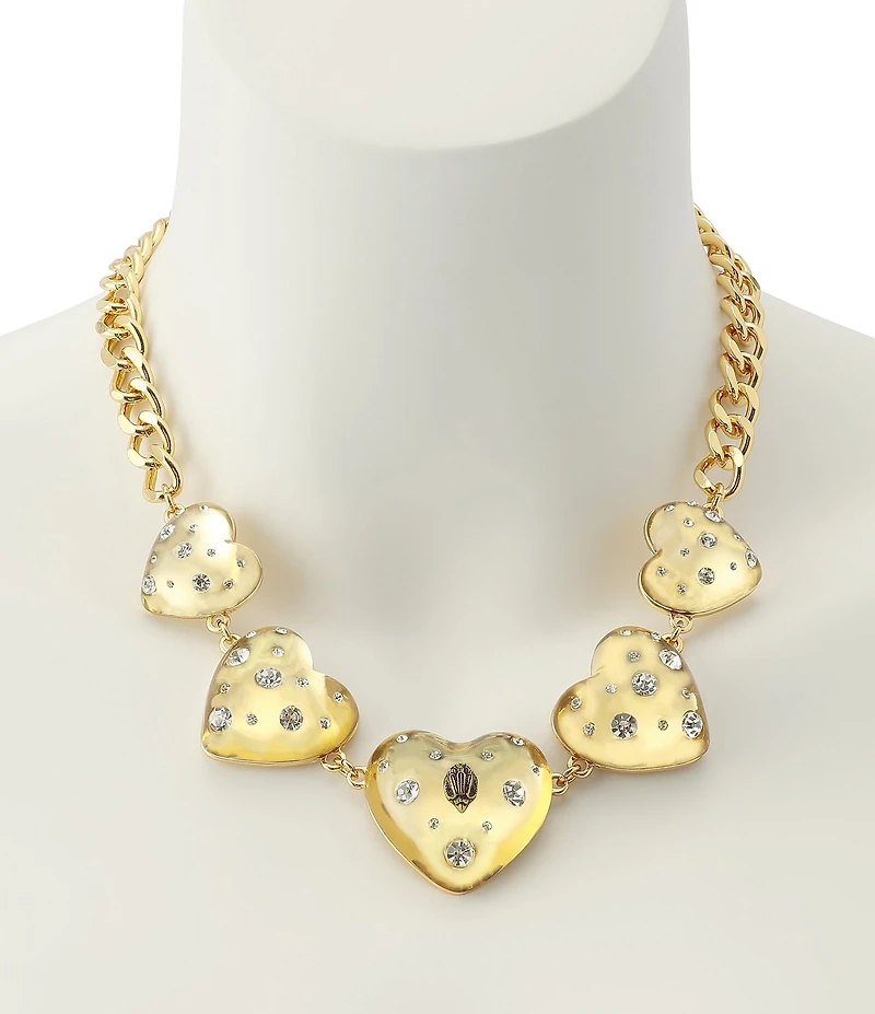 Kurt Geiger London Signature Eagle Resin Heart Bib Statement Necklace