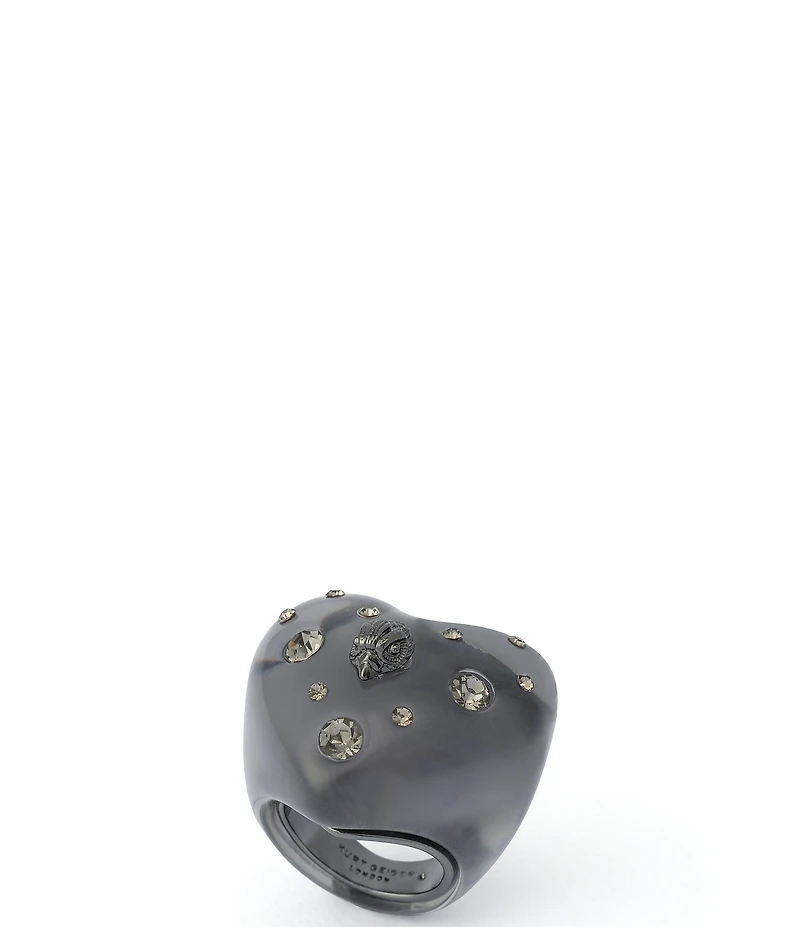 Kurt Geiger London Signature Eagle Resin Heart Cocktail Ring