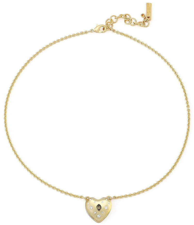 Kurt Geiger London Signature Eagle Resin Heart Short Pendant Necklace