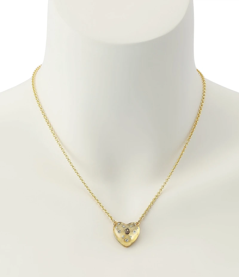 Kurt Geiger London Signature Eagle Resin Heart Short Pendant Necklace