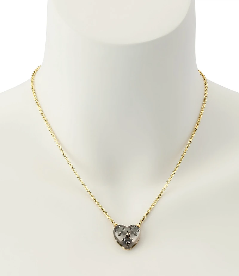Kurt Geiger London Signature Eagle Resin Heart Short Pendant Necklace