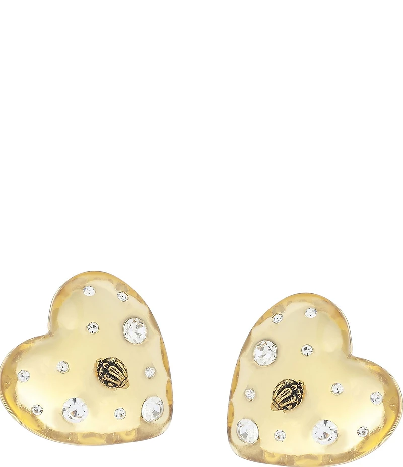 Kurt Geiger London Signature Eagle Resin Heart Statement Drop Earrings