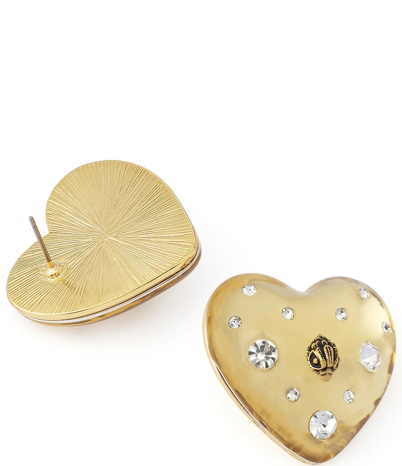 Kurt Geiger London Signature Eagle Resin Heart Statement Drop Earrings