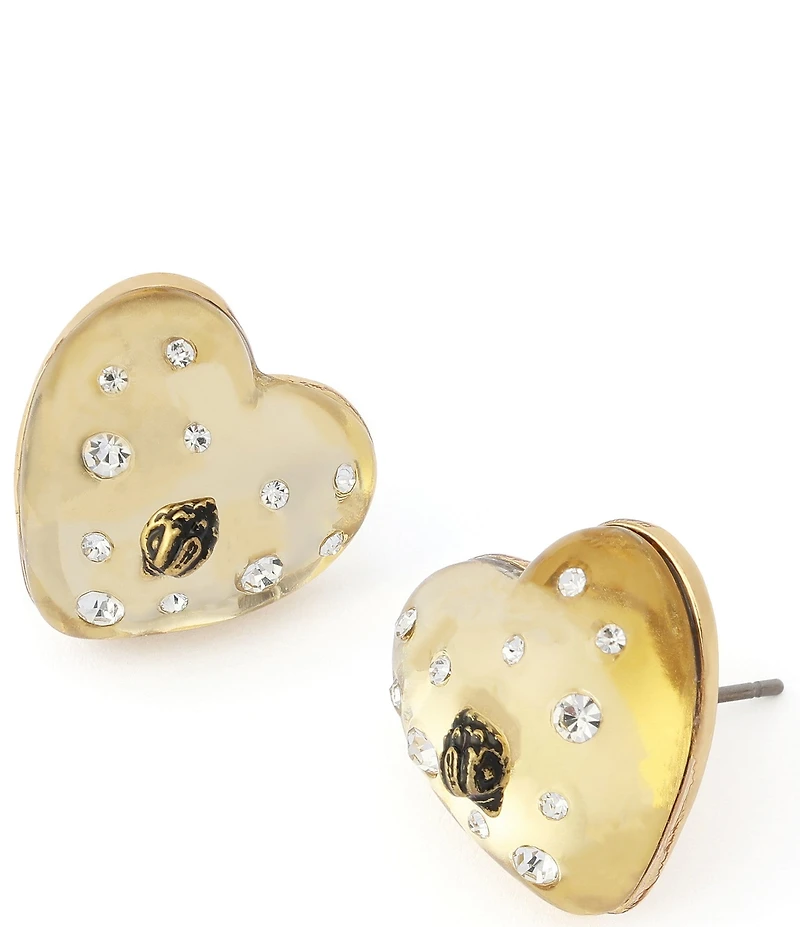 Kurt Geiger London Signature Eagle Resin Heart Stud Earrings