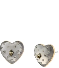 Kurt Geiger London Signature Eagle Resin Heart Stud Earrings