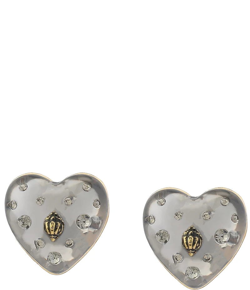 Kurt Geiger London Signature Eagle Resin Heart Stud Earrings