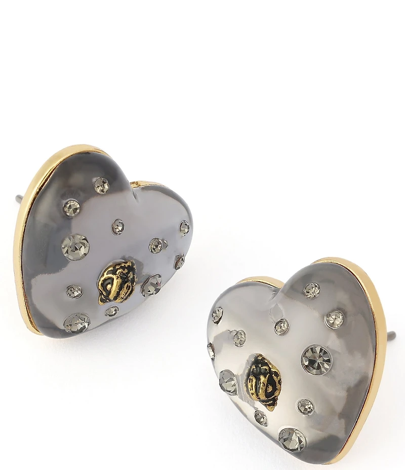Kurt Geiger London Signature Eagle Resin Heart Stud Earrings