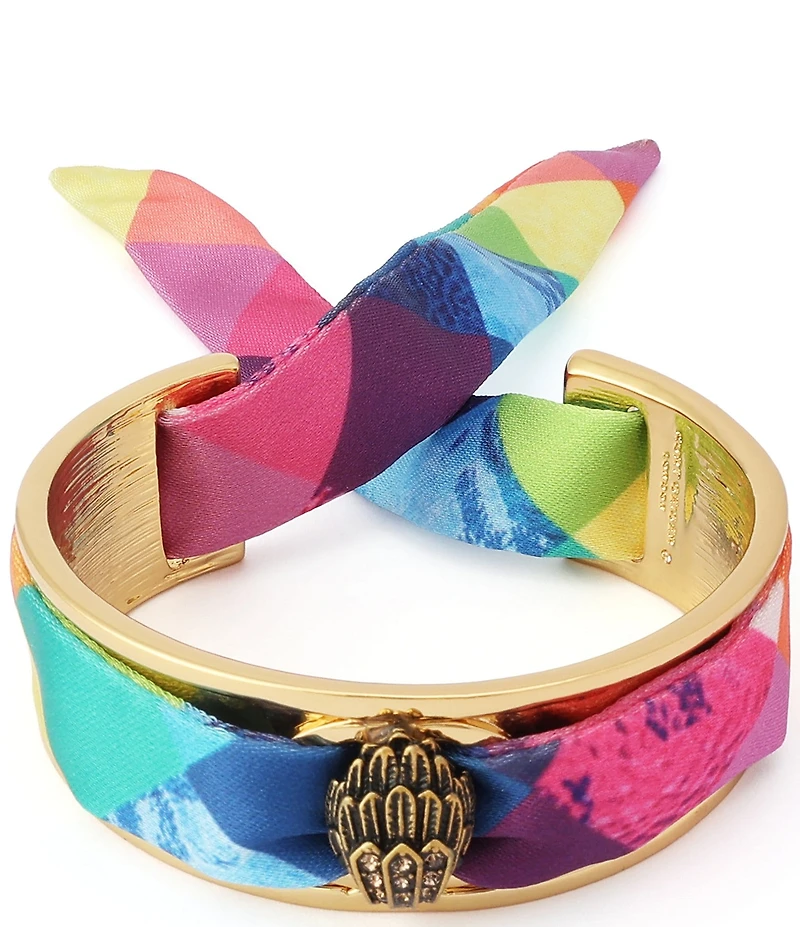 Kurt Geiger London Signature Eagle Stained Glass Fabric Tie Cuff Bracelet