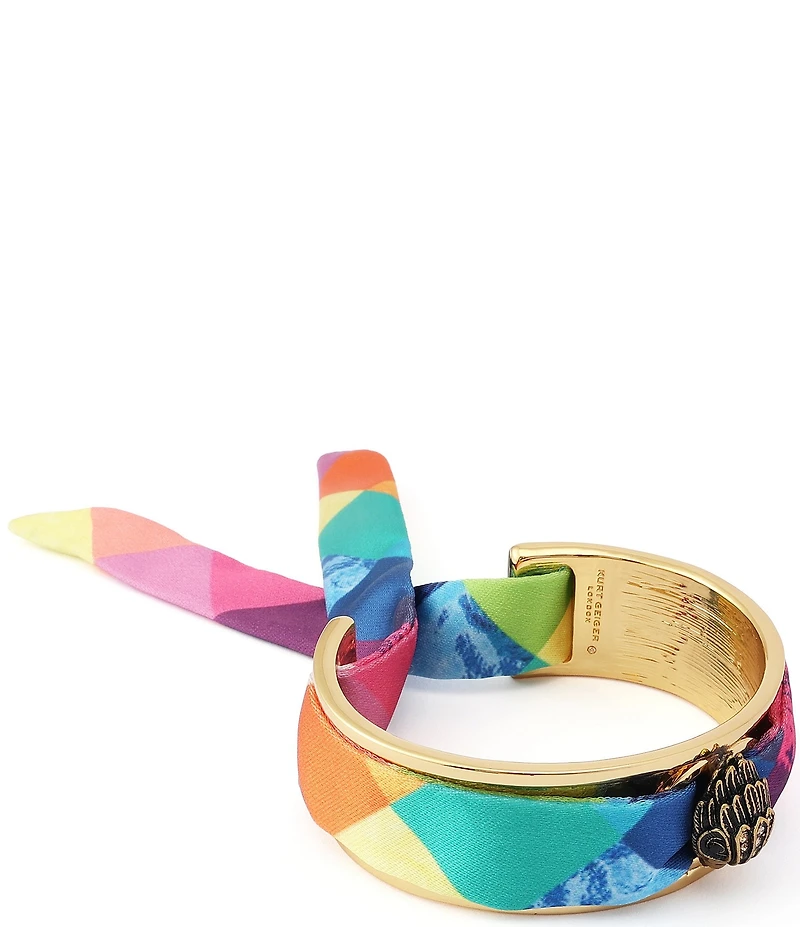 Kurt Geiger London Signature Eagle Stained Glass Fabric Tie Cuff Bracelet