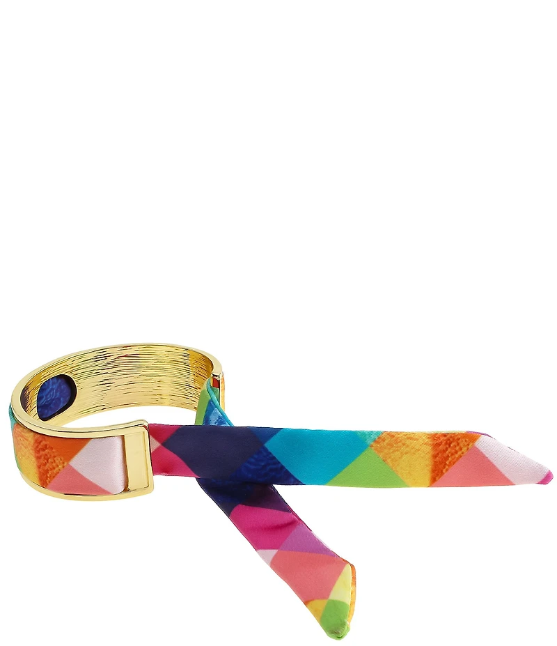 Kurt Geiger London Signature Eagle Stained Glass Fabric Tie Cuff Bracelet