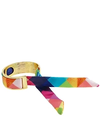 Kurt Geiger London Signature Eagle Stained Glass Fabric Tie Cuff Bracelet