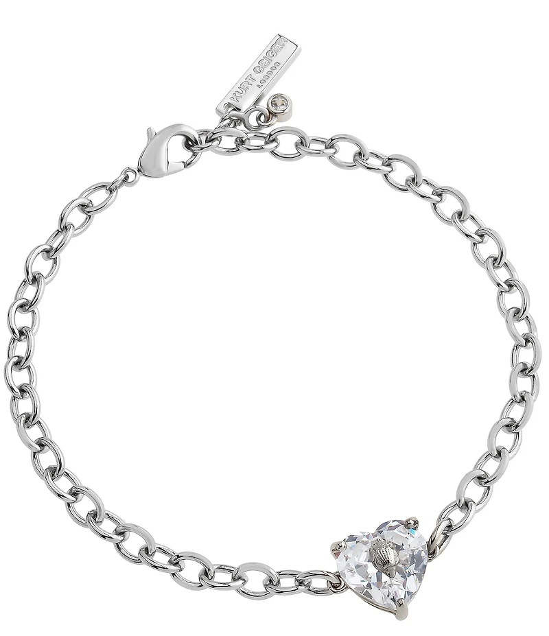 Kurt Geiger London Signature Heart Gem Charm Line Bracelet