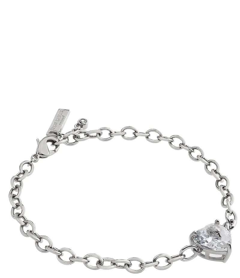 Kurt Geiger London Signature Heart Gem Charm Line Bracelet